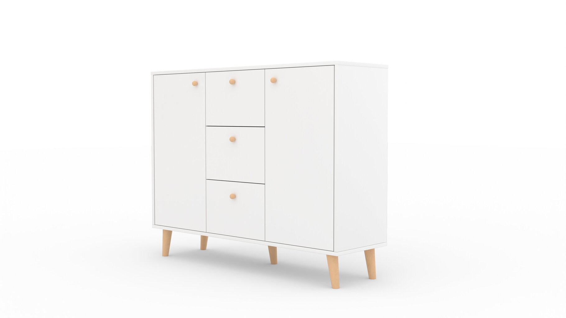 Komoda ADRK Furniture Besa 2D3S, balta/ruda kaina ir informacija | Komodos | pigu.lt