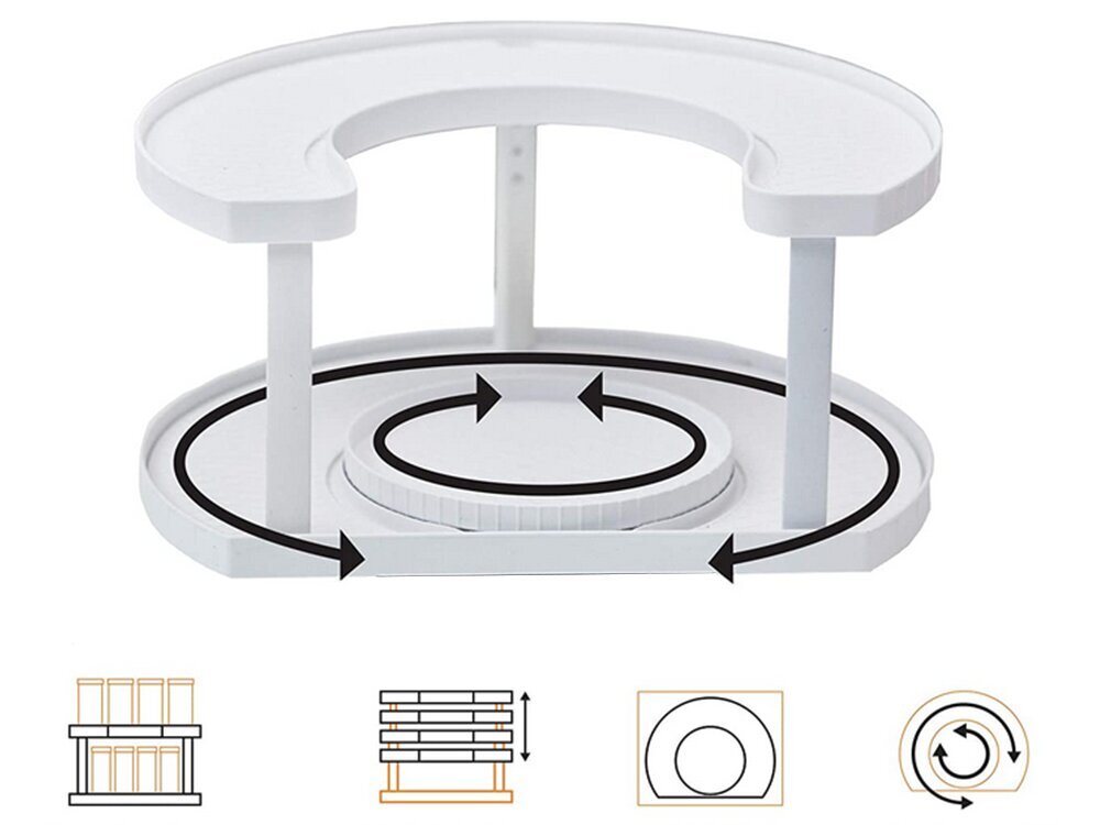 Besisukantis virtuvės organizatorius, baltas kaina ir informacija | Virtuvės įrankiai | pigu.lt