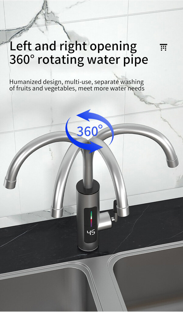 Metalinis momentinis vandens šildytuvas su ekranu Tavalax цена и информация | Vandens šildytuvai | pigu.lt