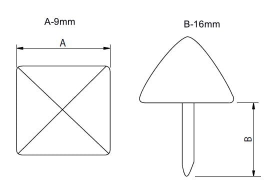 Dekoratyvinės vinys 77102-B, 13x22mm, 50 vnt. kaina ir informacija | Kiti priedai baldams | pigu.lt