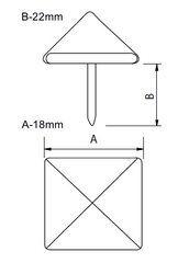 Dekoratyviniai vinys 77121-N, 25x25mm, 50 vnt. kaina ir informacija | Kiti priedai baldams | pigu.lt