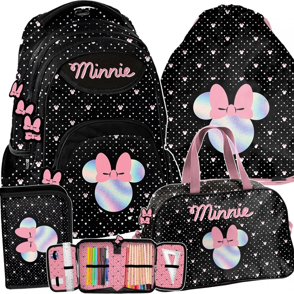 Mokyklinė kuprinė su priedais Disney Minnie Mouse 4in1 цена и информация | Kuprinės mokyklai, sportiniai maišeliai | pigu.lt