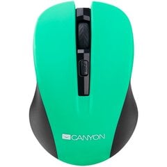 CANYON Mouse CNE-CMSW1(Wireless  Optical 800|1000|1200 dpi  4 btn  USB  power saving button)  Green цена и информация | Мыши | pigu.lt