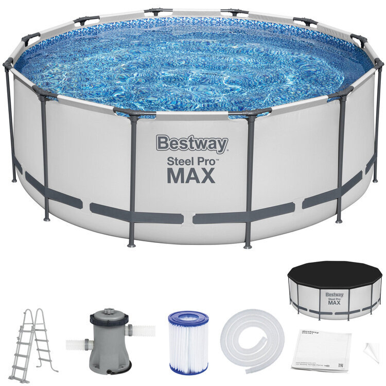 Karkasinis baseinas Bestway Steel Pro Max, 366 x 122 cm, su filtru kaina ir informacija | Baseinai | pigu.lt