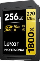 Lexar Pro 1800X Sdxc U3 цена и информация | Карты памяти для фотоаппаратов, камер | pigu.lt