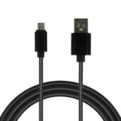 Cable TYPE 1 - USB to Micro USB - metal plugs QC 3.0 1 metre black цена и информация | Кабели для телефонов | pigu.lt