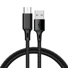 Cable TYPE 2 - USB to Micro USB - metal plugs QC 3.0 1 metre black цена и информация | Кабели для телефонов | pigu.lt