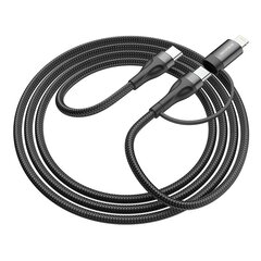 Borofone Cable BX61 Source 2 in 1 - Type C to Type C + Lightning - PD 20W|60W 3A 1 metre black цена и информация | Кабели и провода | pigu.lt