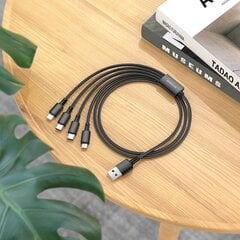 Borofone Cable BX72 4 in 1 - USB to 2xType C, Micro USB, Lightning - 2A 1 metre black цена и информация | Кабели для телефонов | pigu.lt