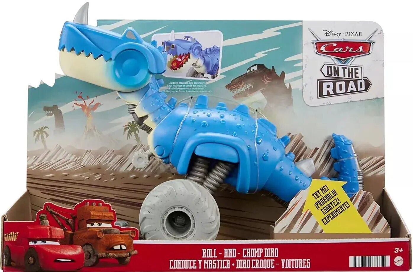 Mašinėlė Cars (Žaibas Makvynas) Mattel Disney Pixar Roll and Chomp Dino kaina ir informacija | Žaislai berniukams | pigu.lt