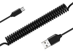 Cable coiled  - USB to Micro USB - 2A 1 metre black цена и информация | Кабели для телефонов | pigu.lt