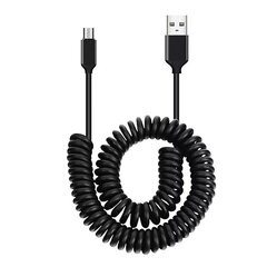 Cable coiled  - USB to Micro USB - 2A 1 metre black цена и информация | Кабели для телефонов | pigu.lt