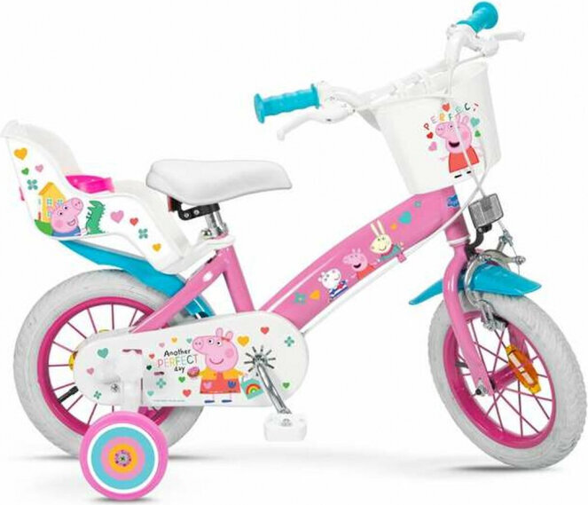 Vaikiškas dviratis Toimsa Children's Bike Toimsa Peppa Pig Pink 12", rožinis/baltas kaina ir informacija | Dviračiai | pigu.lt