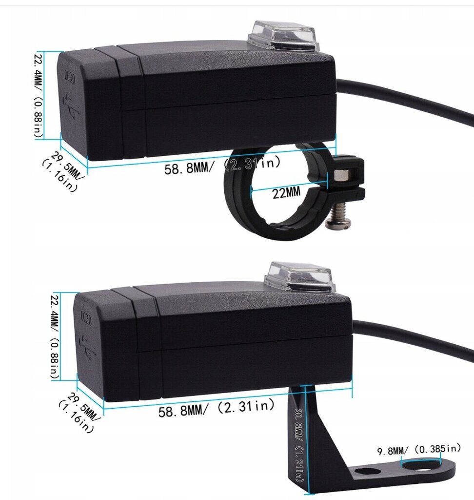 USB įkroviklis motociklui, dviejų lizdų, 1 vnt. цена и информация | Moto reikmenys | pigu.lt