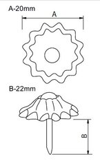 Dekoratyviniai vinys 77131-N, 20x22mm, 50 vnt. kaina ir informacija | Kiti priedai baldams | pigu.lt