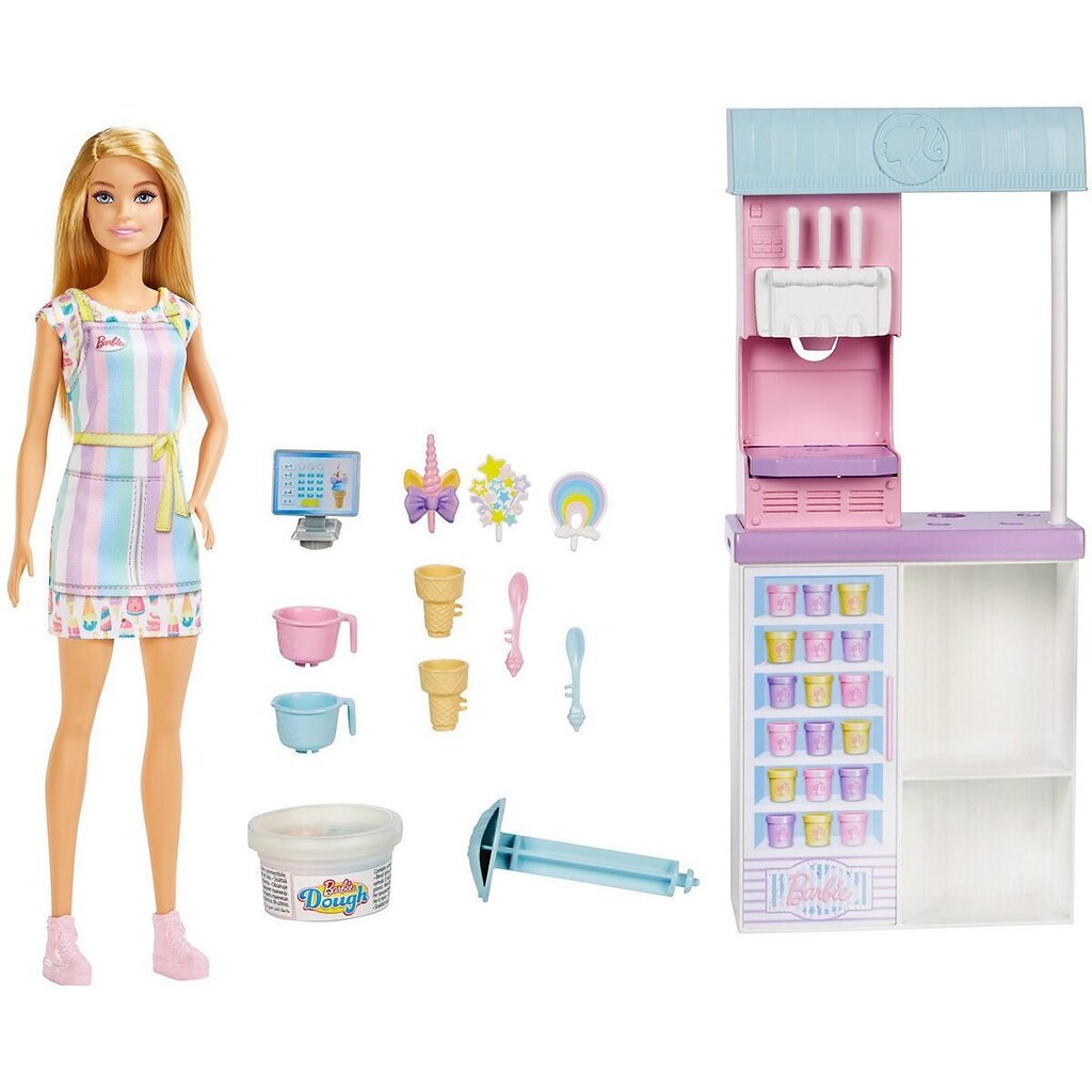 Lėlė ir ledų parduotuvė Barbie Ice Cream Shopkeeper Playset HCN46 kaina ir informacija | Žaislai mergaitėms | pigu.lt