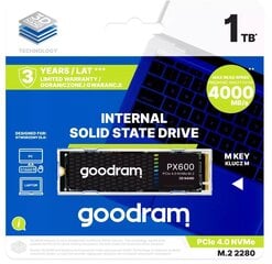 Goodram PX600 M.2 1TB Жесткий диск цена и информация | Внутренние жёсткие диски (HDD, SSD, Hybrid) | pigu.lt