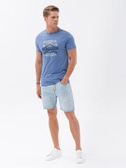 мужская футболка из хлопка с принтом - синяя v3 om-tspt-0120 цена и информация | Мужские футболки | pigu.lt