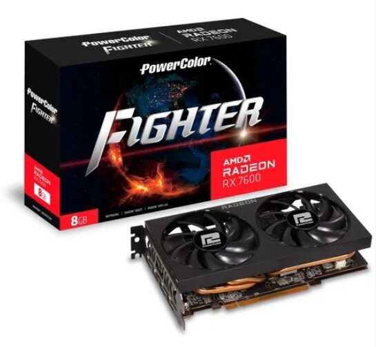 PowerColor Fighter AMD Radeon RX 7600 (RX 7600 8G-F) цена и информация | Vaizdo plokštės (GPU) | pigu.lt