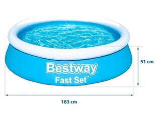 Бассейн 183x51 см, Bestway Fast Set, без фильтра цена и информация | Бассейны | pigu.lt