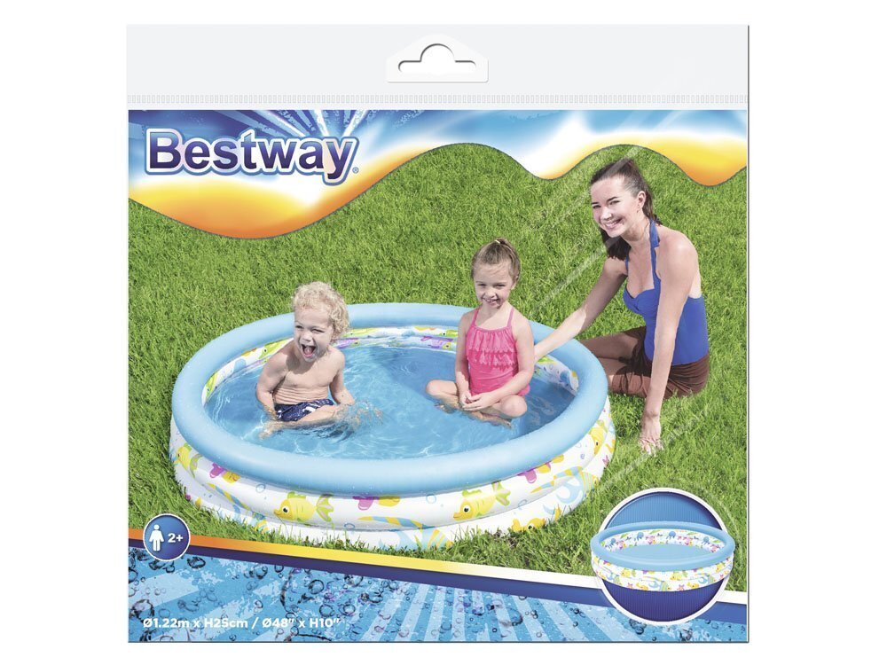 Pripučiamas baseinas vaikams Bestway, 122 x 25 cm, be filtro kaina ir informacija | Baseinai | pigu.lt
