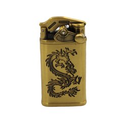 Žiebtuvėlis Lighter su drakono graviūra, auksinis kaina ir informacija | Žiebtuvėliai ir priedai | pigu.lt