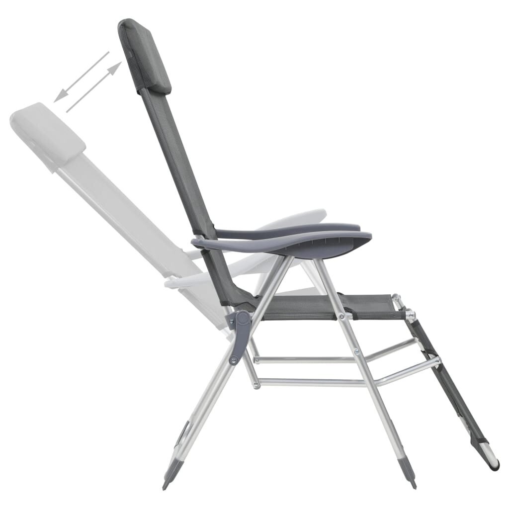 Stovyklavimo kėdės vidaXL, 2 vnt., pilkos цена и информация | Lauko kėdės, foteliai, pufai | pigu.lt
