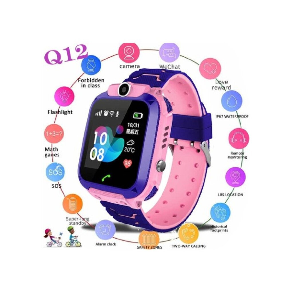 Q12 Pink цена и информация | Išmanieji laikrodžiai (smartwatch) | pigu.lt