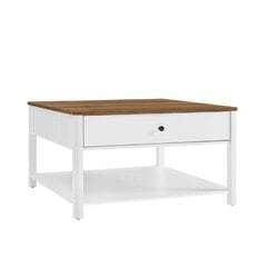Диванный стол с ящиками 80x80x45 см, коричневый и белый цена и информация | Журнальные столы | pigu.lt