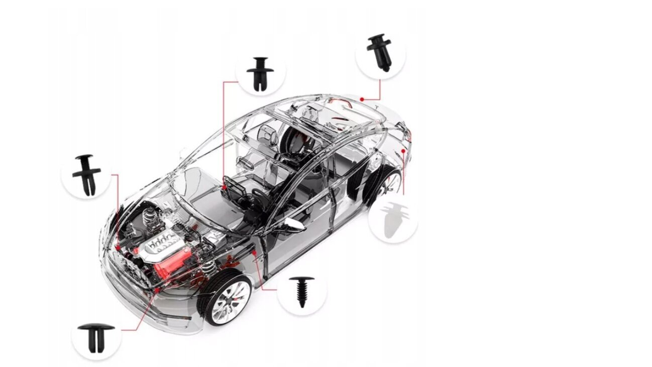 Automobilinis klipsų rinkinys HE36, 445vnt kaina ir informacija | Automobilių reikmenys | pigu.lt