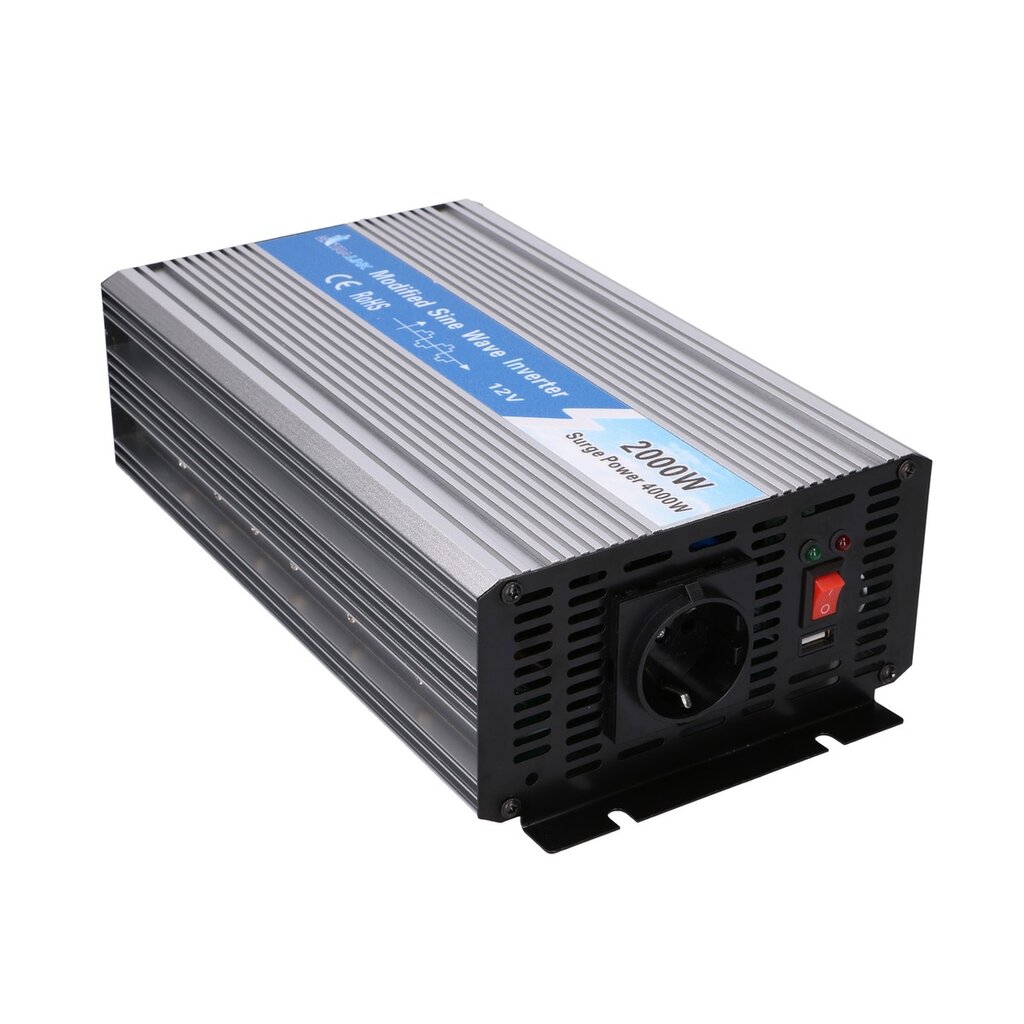 Extralink OPIM-2000W | Automobilio įtampos keitiklis | 12V, 2000W modifikuotas sinusas kaina ir informacija | Adapteriai, USB šakotuvai | pigu.lt