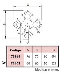 Rankena 73862, 60x60mm, juoda, 4 vnt. kaina ir informacija | Baldų rankenėlės | pigu.lt