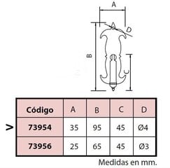 Rankena 73954, 35x95mm, juoda, 4 vnt. kaina ir informacija | Baldų rankenėlės | pigu.lt