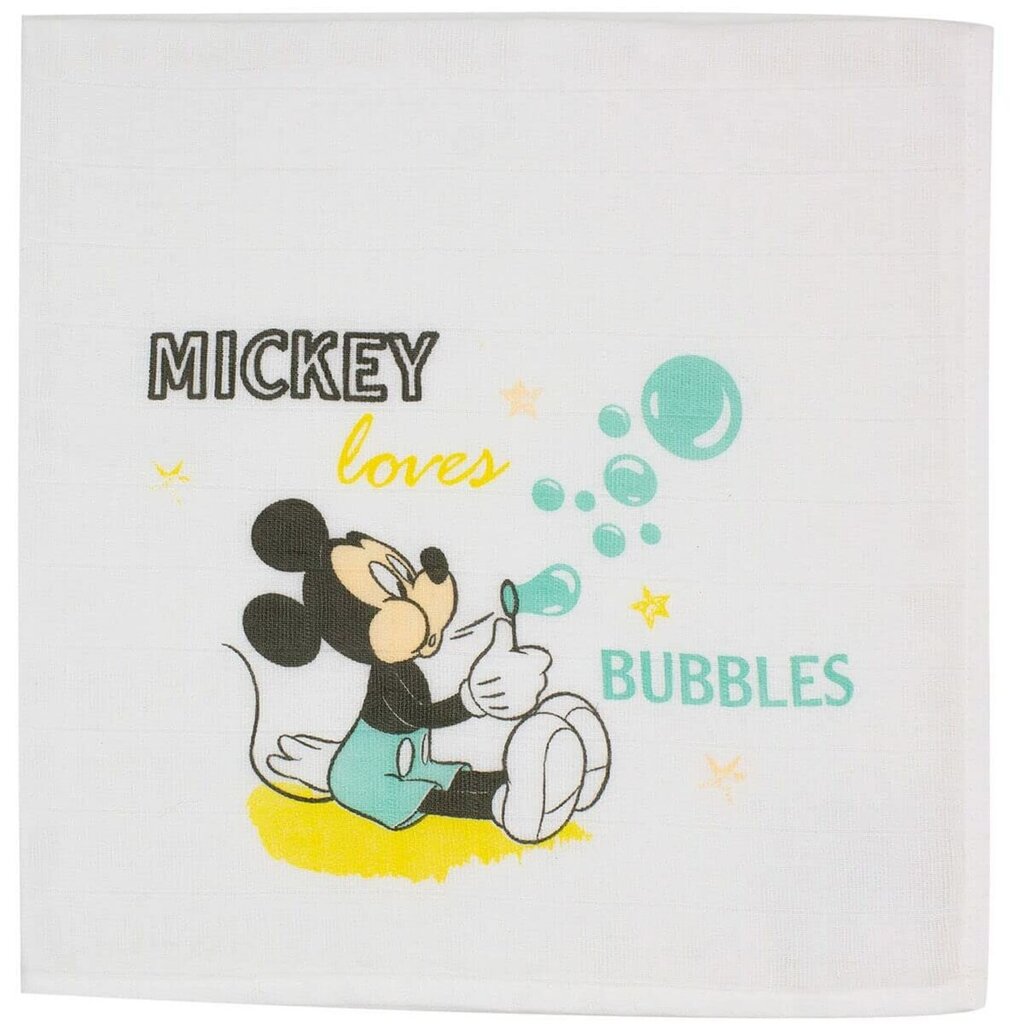 Muslinas Disney Mickey Mouse, 60 x 60 cm kaina ir informacija | Vystyklai ir vystymo priemonės | pigu.lt