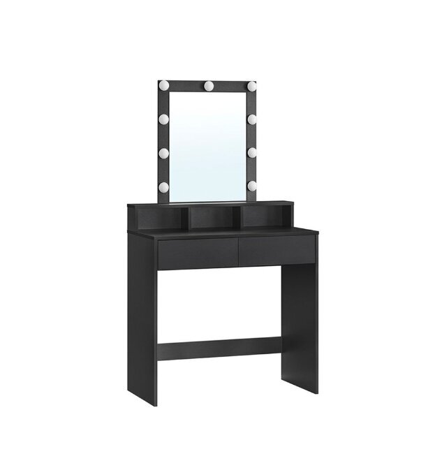 Makiažo staliukas su LED apšvietimu Songmics, juodas цена и информация | Kosmetiniai staliukai | pigu.lt