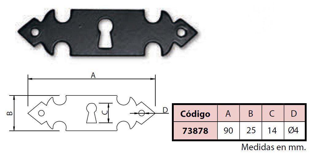 Akių plokštelė 73878, 90x25mm, 4 vnt. kaina ir informacija | Durų lankstai, priedai | pigu.lt