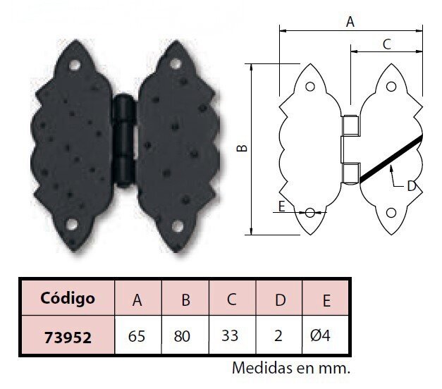 Vyriai 73952, 65x80mm, 2 vnt. kaina ir informacija | Kiti priedai baldams | pigu.lt