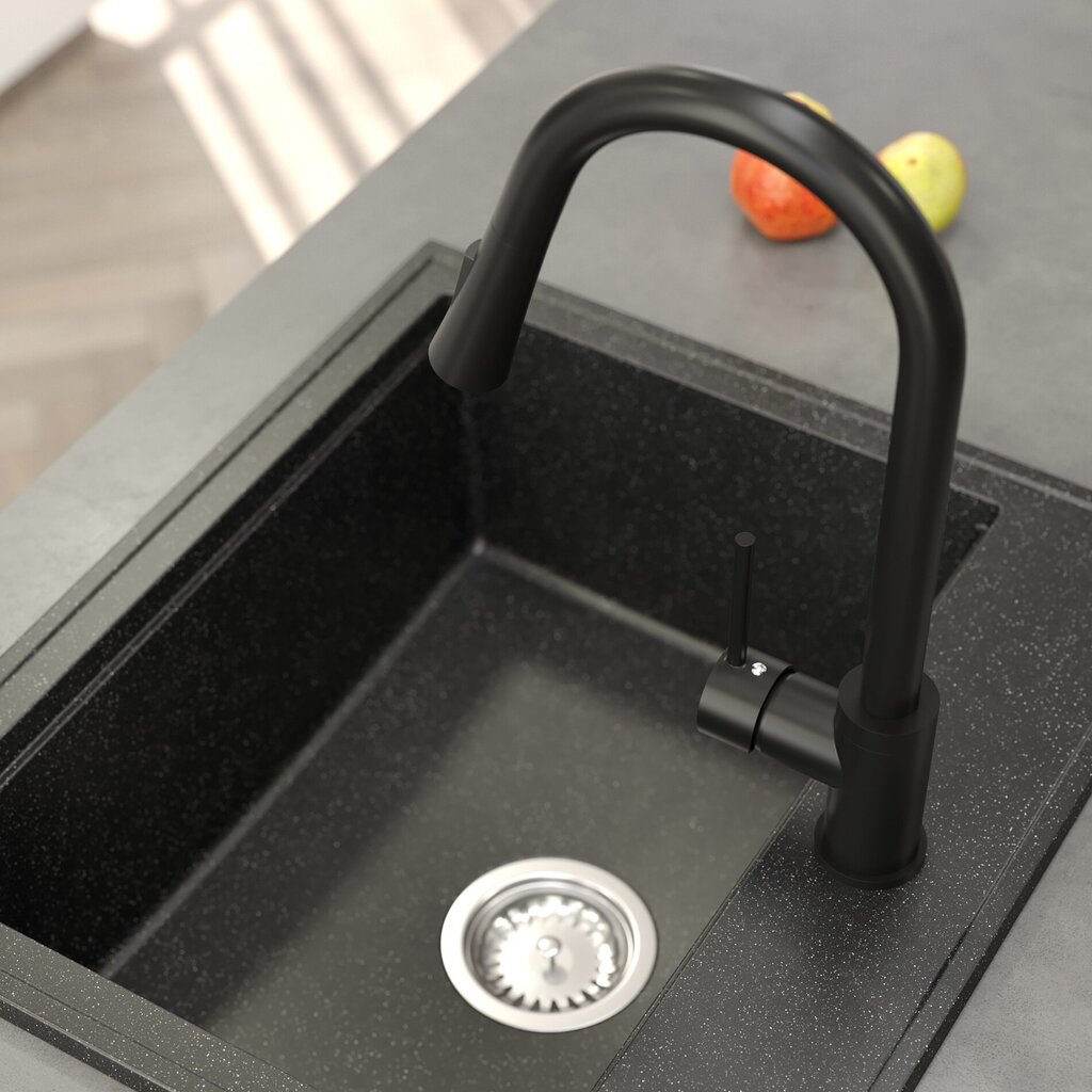 Praustuvo maišytuvas Granitan Libra, juodas kaina ir informacija | Virtuvės maišytuvai | pigu.lt