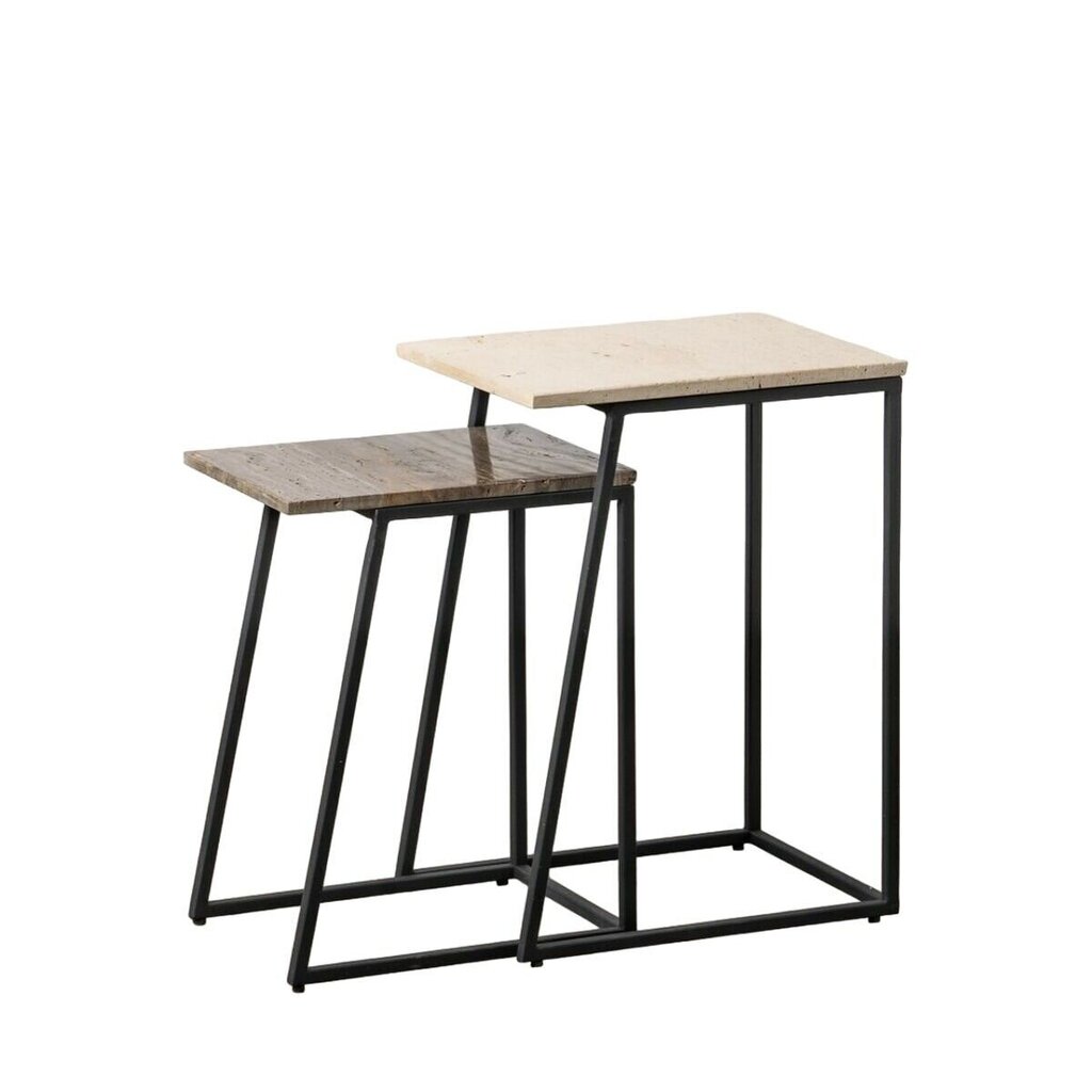 2-ių dalių kavos staliukų komplektas, rudas/smėlio spalvos kaina ir informacija | Kavos staliukai | pigu.lt