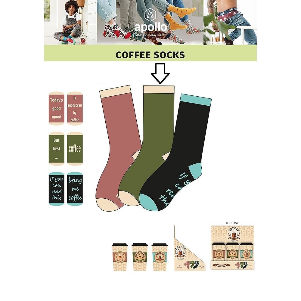 Kojinės vyrams kavos puodelyje Apollo Coffee socks Irich cream coffee цена и информация | Originalios kojinės | pigu.lt