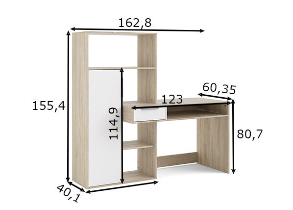 Rašomasis stalas Function Plus, baltas/rudas kaina ir informacija | Kompiuteriniai, rašomieji stalai | pigu.lt