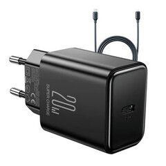 Сетевая зарядка Joyroom JR-TCF06 USB-C PD20W + USB-C to USB-C 1.0m cable, черная цена и информация | Зарядные устройства для телефонов | pigu.lt