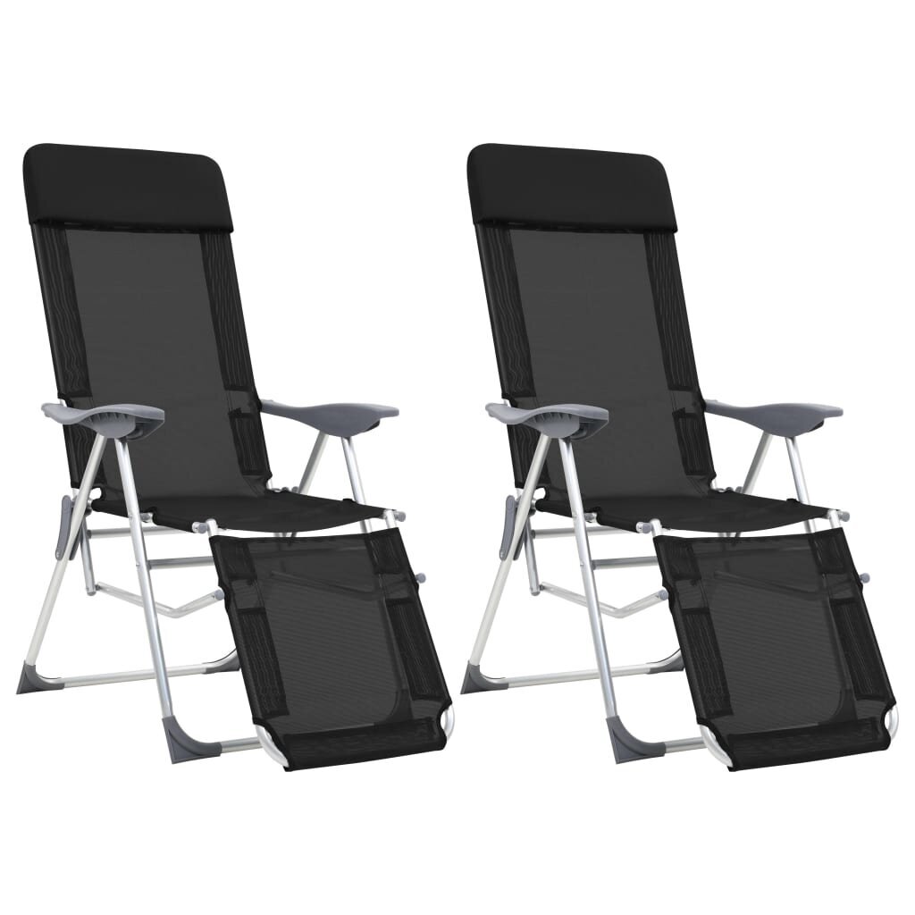 Lauko kėdės su pakojomis vidaXL, juodos цена и информация | Lauko kėdės, foteliai, pufai | pigu.lt