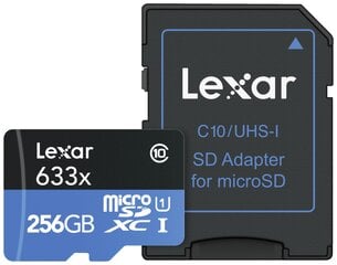 Lexar microSDXC 633x UHS-I 256GB цена и информация | Карты памяти для телефонов | pigu.lt