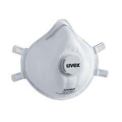 Маска для лица UVEX Silv-Air classic 2312 FFP3, формованная маска с клапаном, уменьшенная версия, белая, 2 шт. в розничной упаковке цена и информация | Защита для головы | pigu.lt