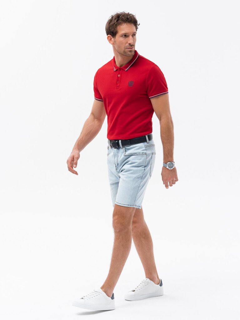 Polo marškinėliai vyrams Ombre Clothing S1635, raudoni kaina ir informacija | Vyriški marškinėliai | pigu.lt