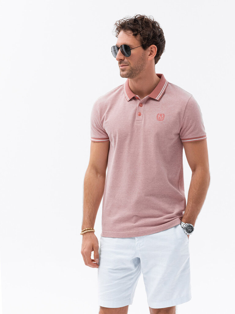 Polo marškinėliai vyrams Ombre Clothing S1618, rožiniai kaina ir informacija | Vyriški marškinėliai | pigu.lt