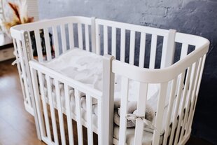Кроватка для новорожденного Happy Baby 60x120 white/grey с матрасом цена и информация | Детские кроватки | pigu.lt