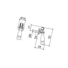 Rankena 3030-102, 55mm, 4 vnt. kaina ir informacija | Baldų rankenėlės | pigu.lt