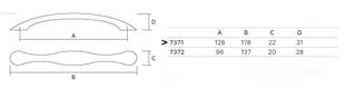 Rankena 7371-800, 128mm, 4 vnt. kaina ir informacija | Baldų rankenėlės | pigu.lt